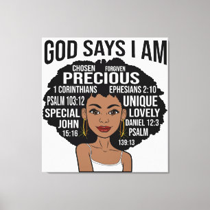 Gud säger att jag är svarta kristna kvinnor Melani Canvastryck