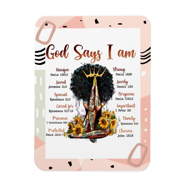Gud säger att jag är svarta kristna kvinnor Melani Magnet (Vertikal)