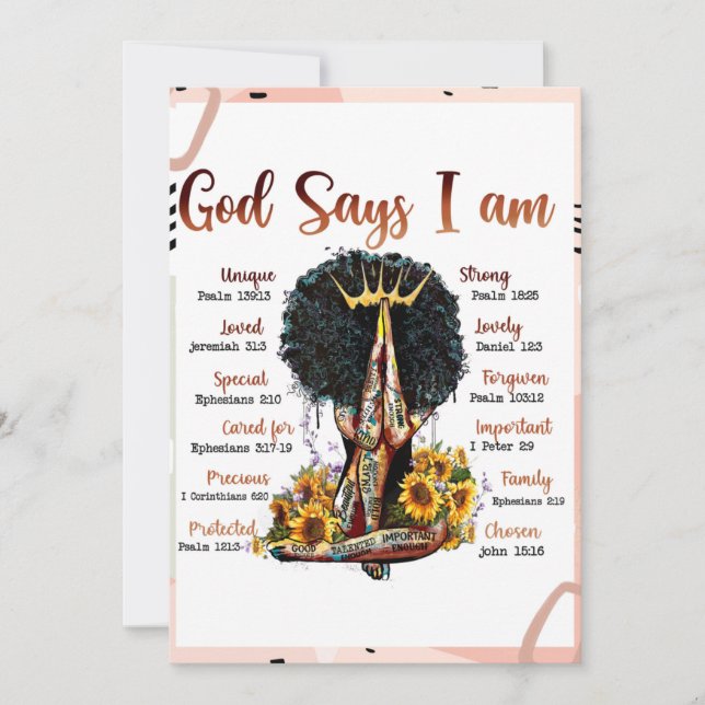Gud säger att jag är svarta kristna kvinnor Sista  Inbjudningar (Framsida)