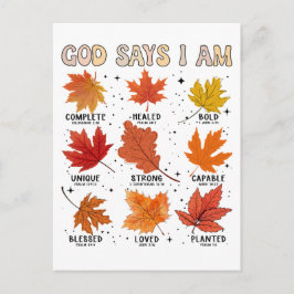 Gud säger att jag faller thanksgiving tack och lov helg vykort