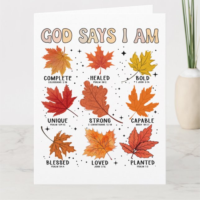 Gud säger att jag faller thanksgiving tack och lov kort (Framsida)