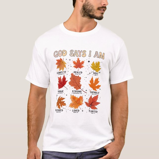 Gud säger att jag faller thanksgiving tack och lov t shirt (Framsida)