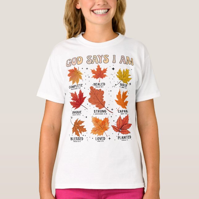 Gud säger att jag faller thanksgiving tack och lov t shirt (Framsida)