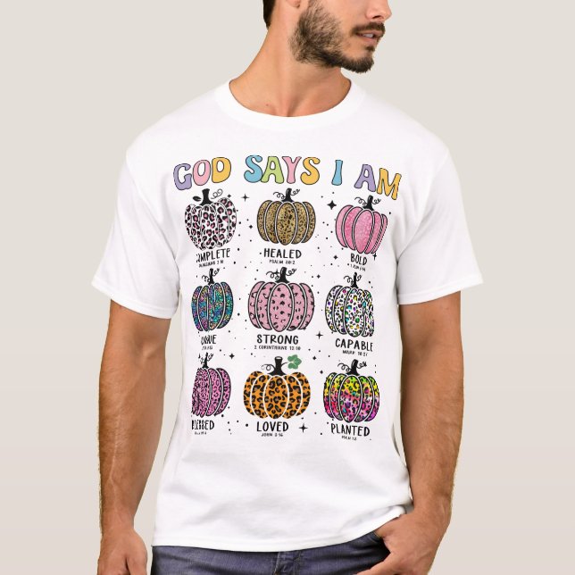 Gud säger att jag faller thanksgiving tack och lov t shirt (Framsida)