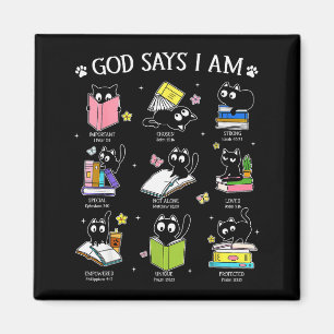 Gud Säger Jag Är Katt Bokälskare Kristna Söt Jesus Magnet