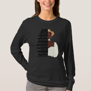 Gud säger Melanin Girl Internationell Women Day Gi T Shirt