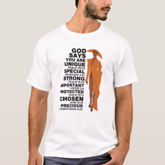 Gud säger Melanin Girl Internationell Women Day Gi T Shirt