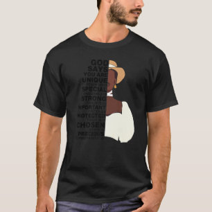 Gud säger Melanin Girl Internationell Women Day Gi T Shirt