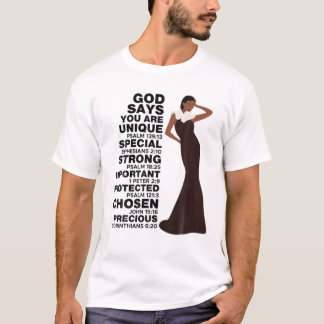 Gud säger Melanin Girl Internationell Women Day Gi T Shirt