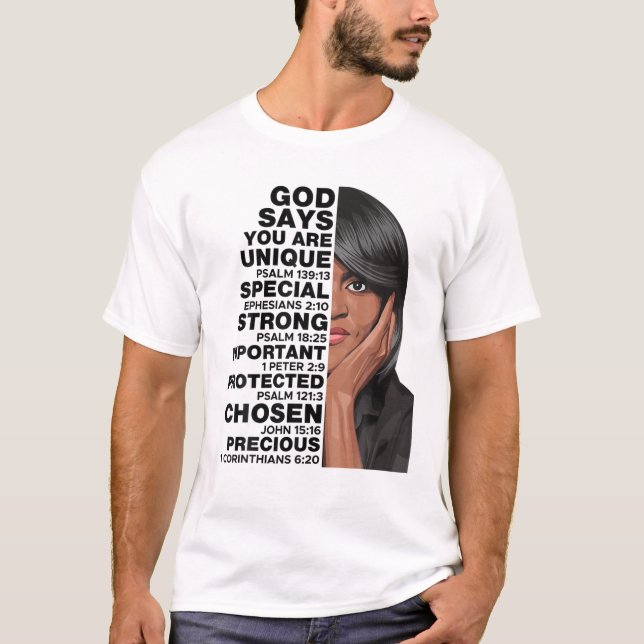 Gud säger Michelle Obama Women History Month Kärle T Shirt (Framsida)