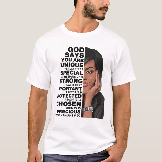 Gud säger Michelle Obama Women History Month Kärle T Shirt (Framsida)