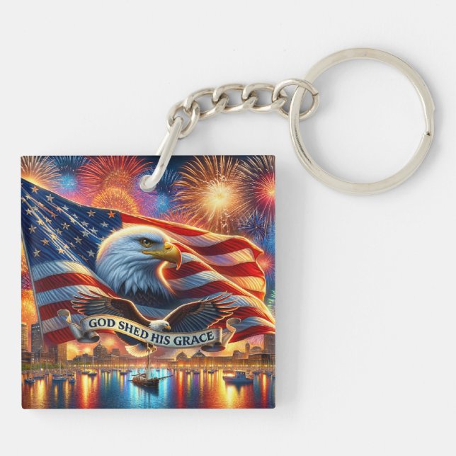 Gud Shed Hans Grace Keychain - Faithful USA-Pride (Baksidan)
