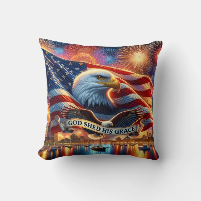 Gud Shed Hans Grace Patriotic Dekorativ kudde (Framsida)