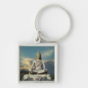 Gud Shiva Fyrkantig Silverfärgad Nyckelring