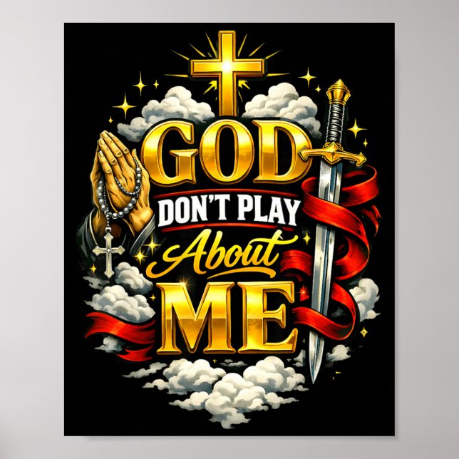 Gud Skämtar Inte Med Mig Kristen Tro Religiös Poster (Framsidan)