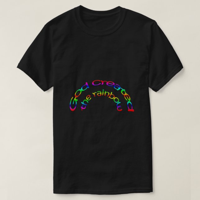 Gud Skapade Rainbow Christian T Shirt (Design framsida)