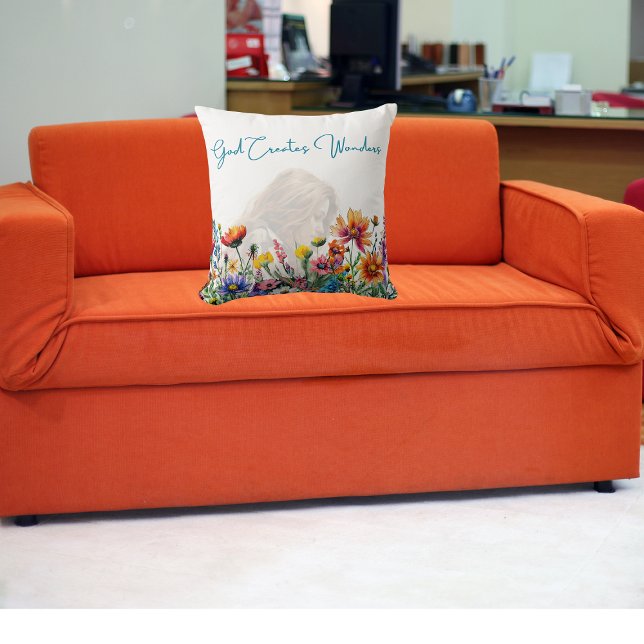 Gud Skapar underverk - Blommigt Faith Dekorativ ku Kudde (Skapare uppladdad)