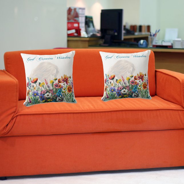 Gud Skapar underverk - Dekorativ kudde (16 x 16 tu (God Creates Wonders Pillow
A serene addition that infuses your space with peace and positivity. )