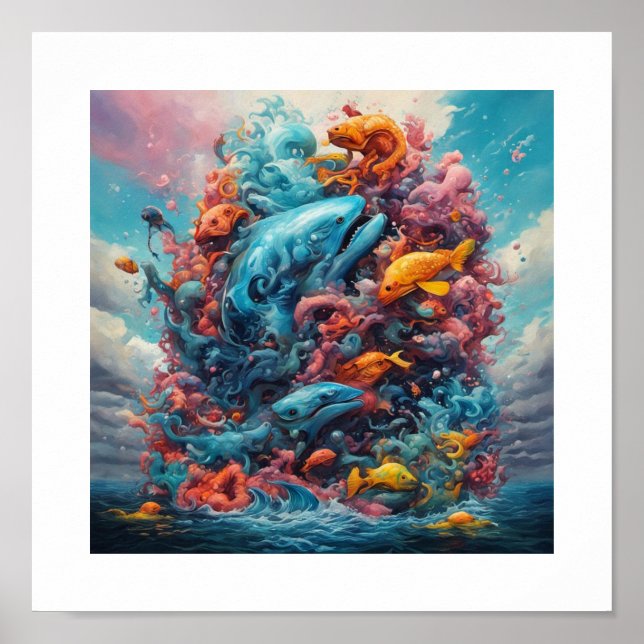 Gud skapar varelser i vatten poster (Framsidan)