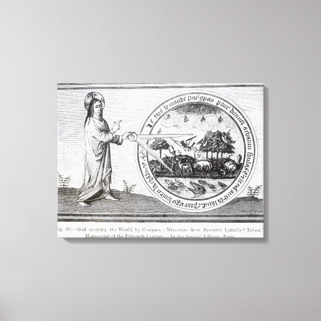 Gud Skapar världen med Compass Canvastryck (Framsida)