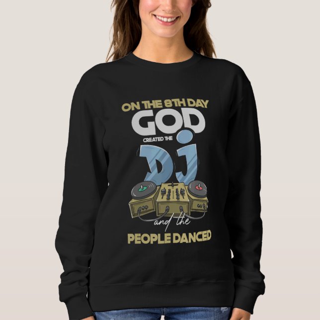 Gud Skapat Dj People Dance Deejay Turntable Headp T Shirt (Framsida)