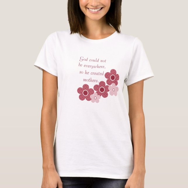 Gud Skapat Mammor, mönstrad Flower T-shirt, Rosa Tee (Framsida)