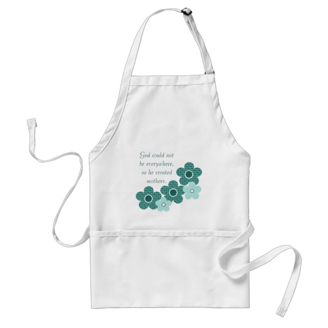 Gud Skapat Mammor, Patterned Flower Apron, Teal Förkläde (Framsidan)