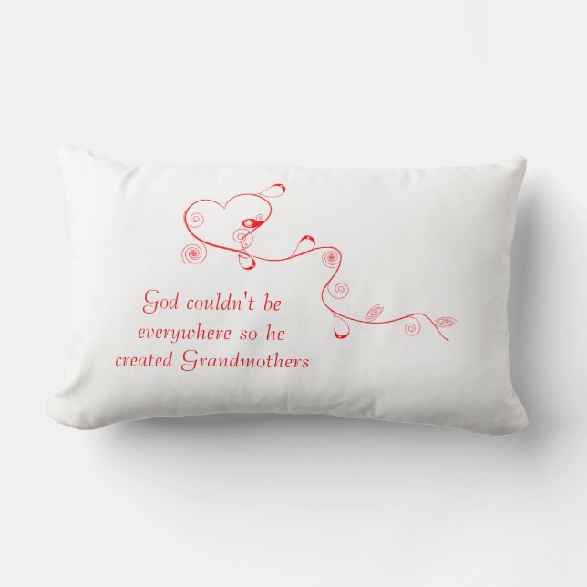 Gud Skapat mormor-Red Heart på en sträng Lumbarkudde (Framsida)
