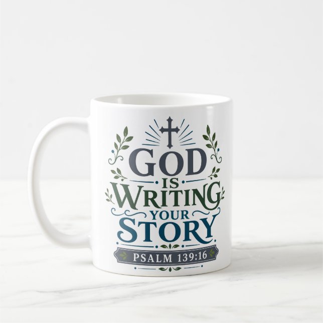 Gud Skriver Din Historia Kristet Tro Citat Kaffemugg (Vänster)
