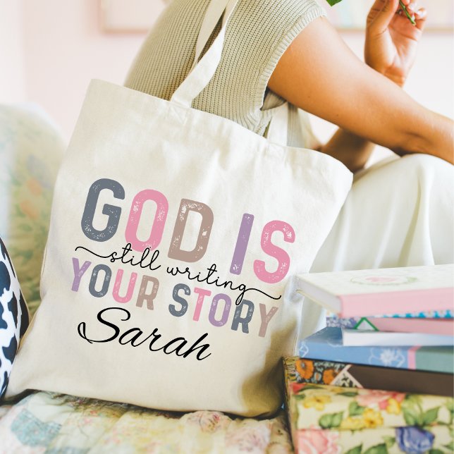 Gud Skriver Fortfarande Din Historia Toteväska Tygkasse (God is still Writing your Story tote bag. )