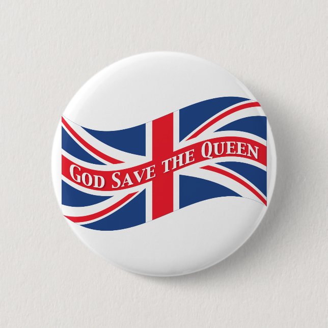 Gud Spara drottningen med Union Jack Knapp (Framsida)