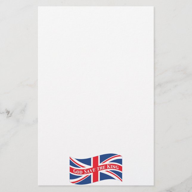Gud Spara Kung med Union Jack Brevpapper (Framsida)
