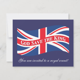 Gud Spara Kung med Union Jack Inbjudningar