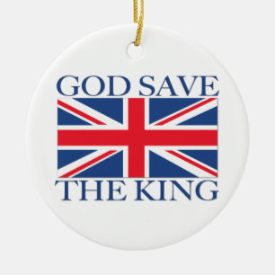 Gud Spara Kung med Union Jack Julgransprydnad Keramik