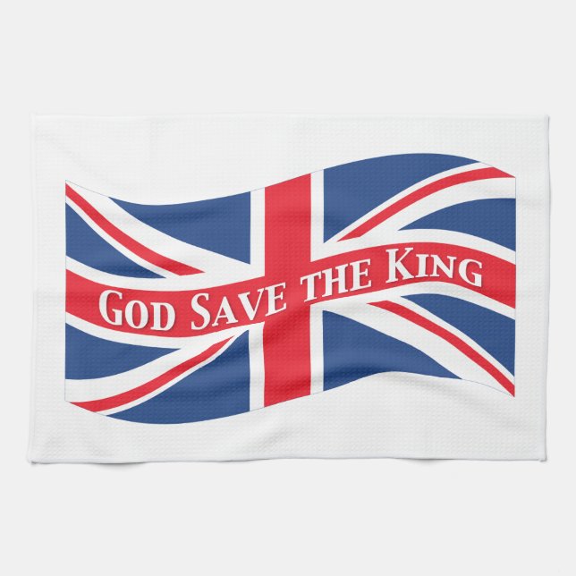 Gud Spara Kung med Union Jack Kökshandduk (Horisontell)
