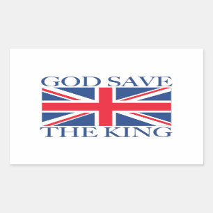 Gud Spara Kung med Union Jack Rektangulärt Klistermärke