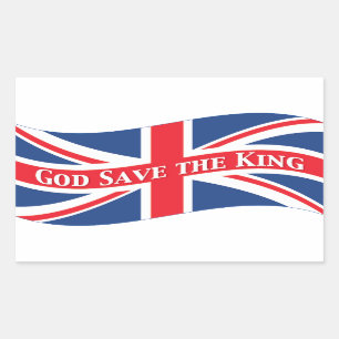 Gud Spara Kung med Union Jack Rektangulärt Klistermärke