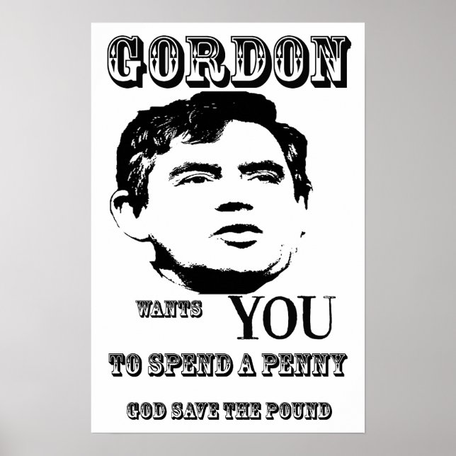 Gud Spara Pound Gordon Brown Poster Skriv ut (Framsidan)