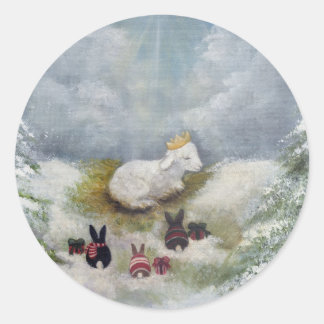 Gud Stickers lamm Runt Klistermärke