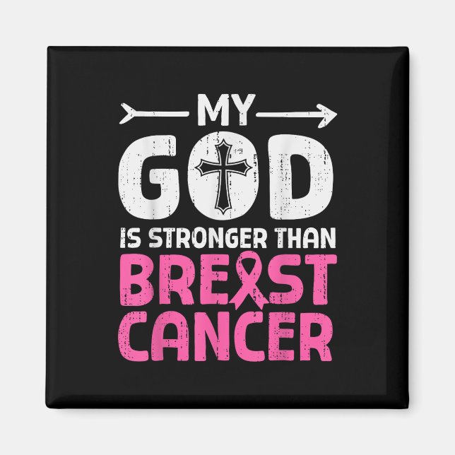 Gud Stronger Breast Cancer Awareness Christian Rel Magnet (Framsidan)