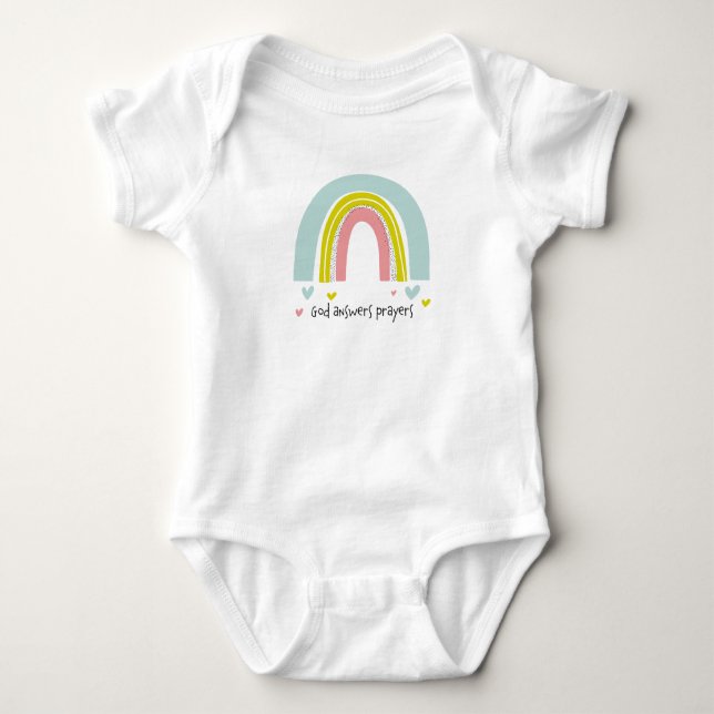 "Gud svarar böner" Rainbow Baby Bodykostym T Shirt (Framsida)