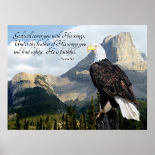 Gud täcker dig med Vingar Psalm 91 Poster