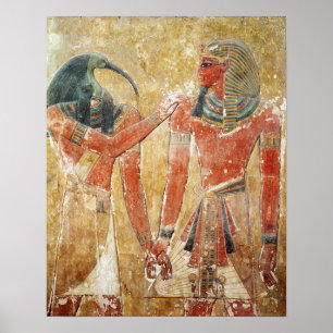 Gud Thoth med Seti I i Grav i Seti Poster