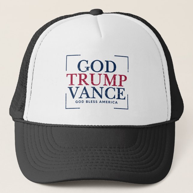 Gud Trump Vance Gud välsigne Amerika  Keps (Framsida)