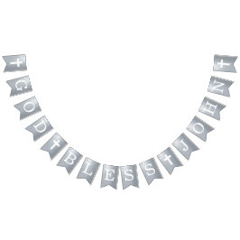 Gud välsigna 4 bokstäver namn silver dop kommunion vimplar