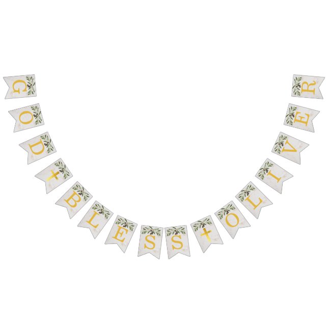 Gud välsigna 6 blad oliv dop nattvard vimplar (Alla)