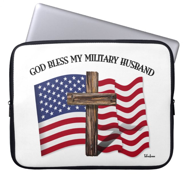 GUD VÄLSIGNA MIN MILITÄRÄKTENAMN robust kors USA-f Laptop Fodral (Framsidan)