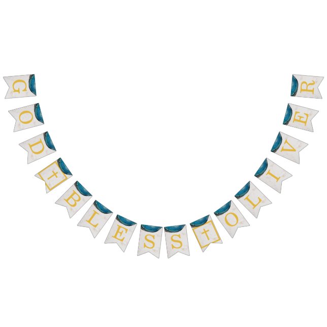 Gud välsigna Namn Blå Geod Pojke Dop Nattvard Vimplar (Alla)