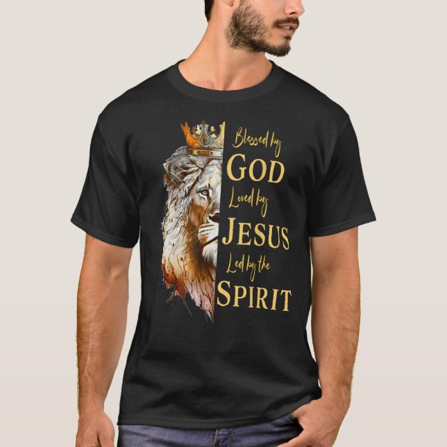 Gud välsignad - älskad av Jesus, Lejon T Shirt (Framsida)