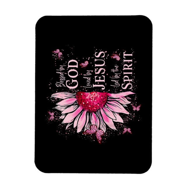 Gud välsignad - älskad av Jesus Rosa Solros Magnet (Vertikal)